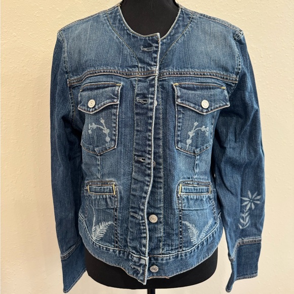 Custom Botanical Art | Upcycled GAP Jean Jacket | Forestcore Statement Piece - Picture 8 of 12